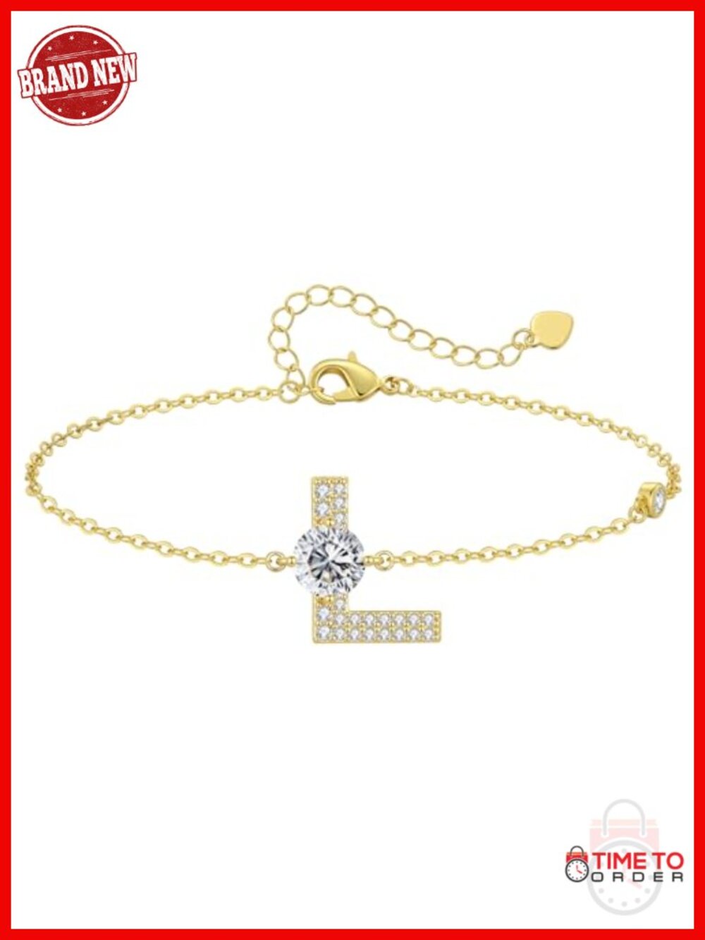 Personalized A-Z Initial Charm Bracelet, Dainty Adjustable Link Bracelet